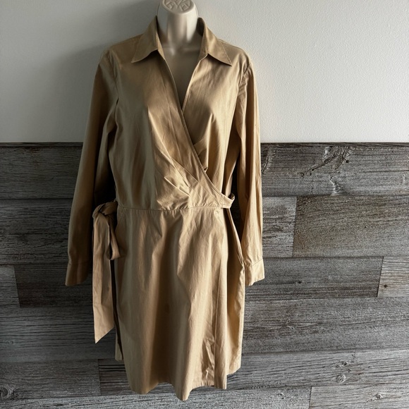 Lauren Ralph Lauren - Stretch-Cotton Blend Wrap Shirtdress Size 14 - Picture 1 of 8